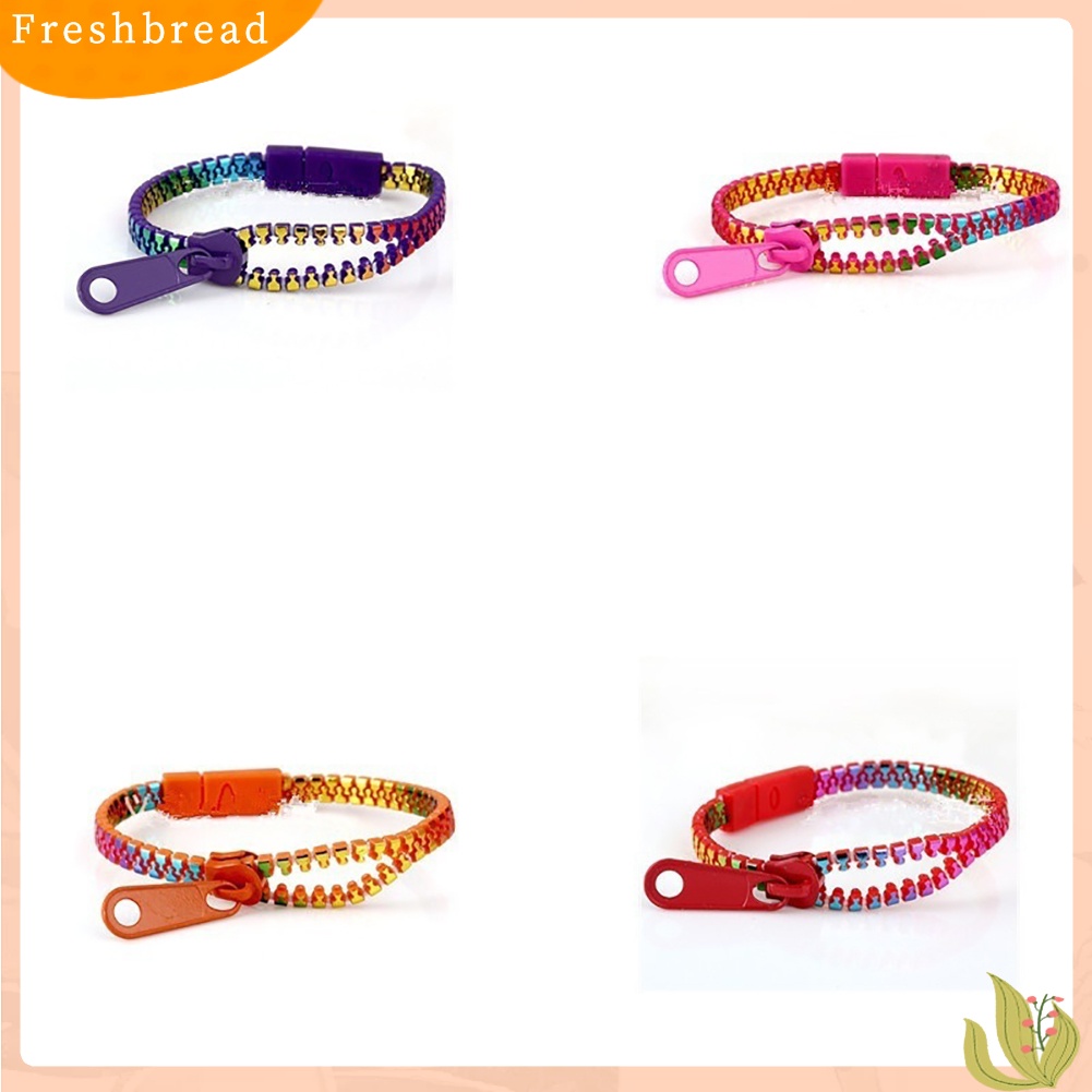 &lt; Freshbread &gt; Warna-Warni Ritsleting Gaya Gelang Pria Wanita Mahasiswa Perhiasan Rantai Tangan Kreatif