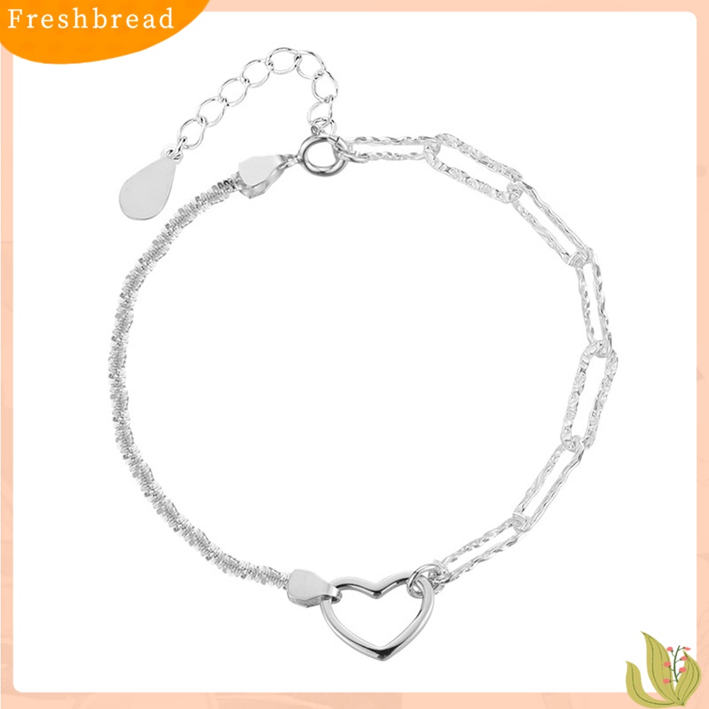 &lt; Freshbread &gt; Wanita Gelang Bright Luster Adjustable Geometris Electroplating All-match Dekorasi Hadiah Gadis Manis Cinta Hati Rantai Gelang Tangan Perhiasan Untuk Pernikahan