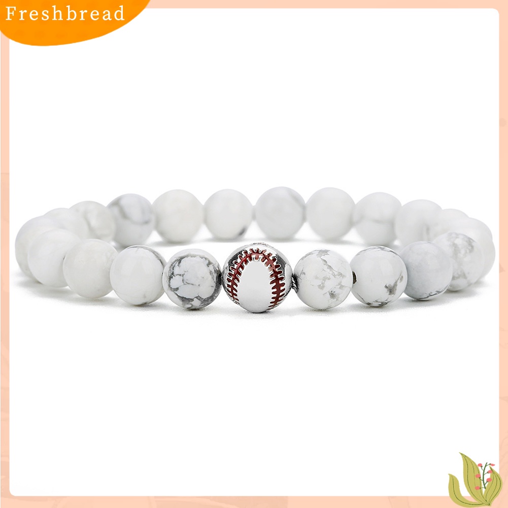 &lt; Freshbread &gt; Fashion Unisex Baseball Pesona Batu Alam Manik-Manik Gelang Bangle Perhiasan Hadiah