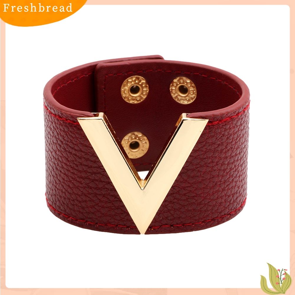 &lt; Freshbread &gt; Wanita Lebar V Bentuk Gelang Bangle Gelang Fashion Tombol Pesta Perhiasan Hadiah