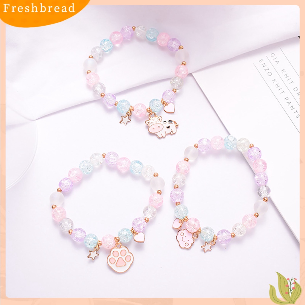 &lt; Freshbread &gt; Wanita Gelang Kartun Liontin Manik-Manik Tali Elastis Hias Anti Luntur Perhiasan Hadiah Handmade Warna-Warni Kristal Imitasi Pesona Gelang Aksesoris Fashion Untuk Pacaran