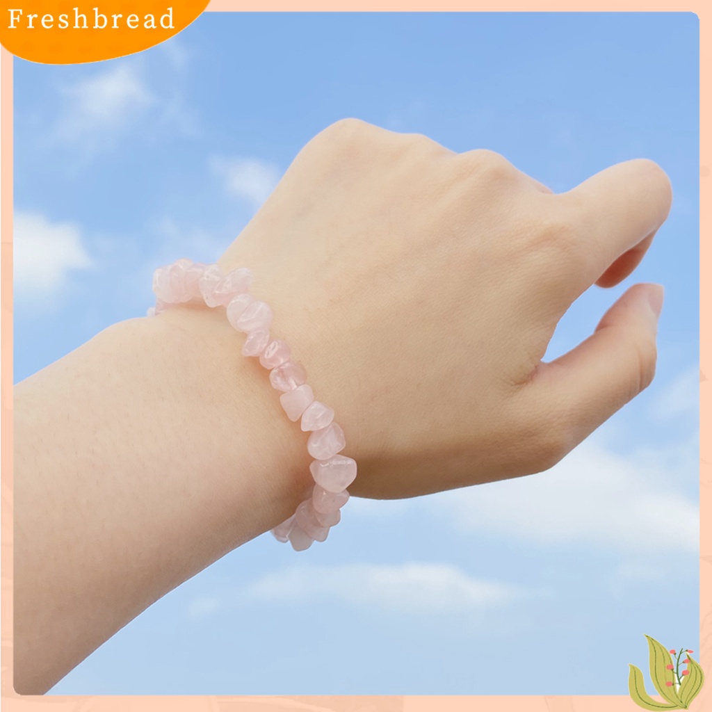 &lt; Freshbread &gt; Gelang Batu Bentuk Tidak Teratur All-match Tali Elastis Alami Wanita Gelang Tangan Dekorasi