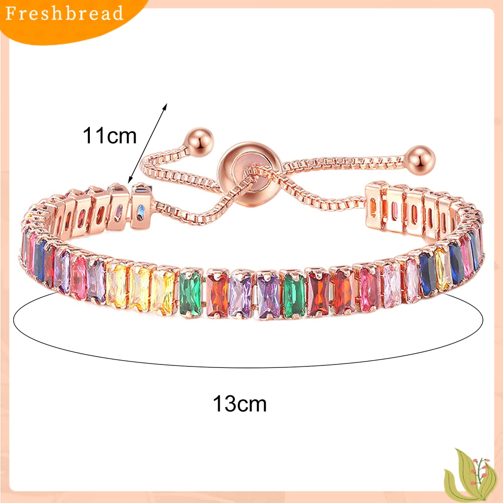 &lt; Freshbread &gt; Gelang Wanita Multicolor Cubic Zirconia Ladies Adjustable Beads Bangle Untuk Pesta