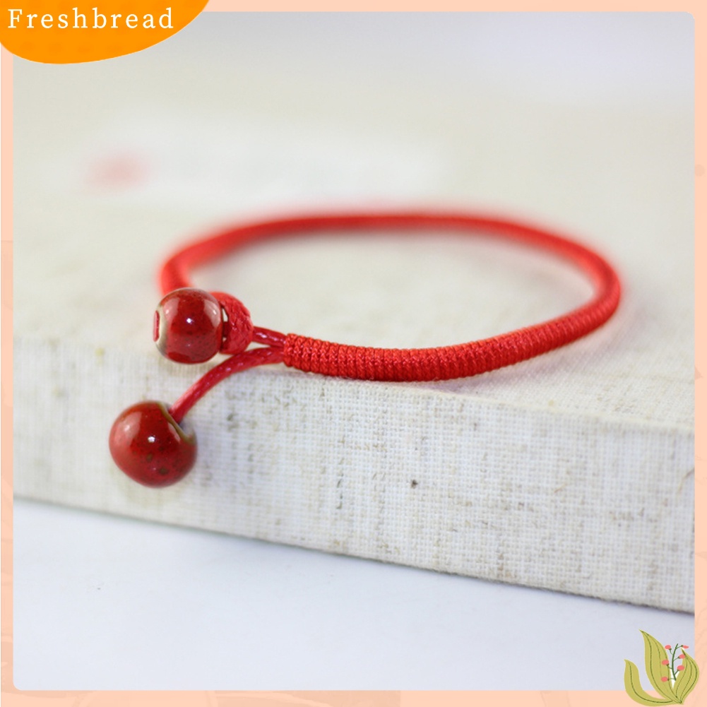 &lt; Freshbread &gt; Unisex Manik-Manik Keramik Pesona Dikepang Tali Beruntung Gelang Bangle Perhiasan Hadiah