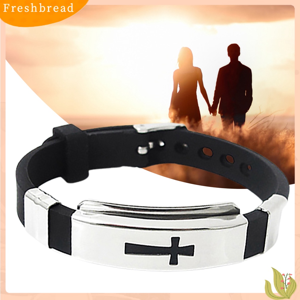 &lt; Freshbread &gt; Gelang Bangle All-match Bahan Stainless Steel Motif Salib Unisex Untuk Pesta