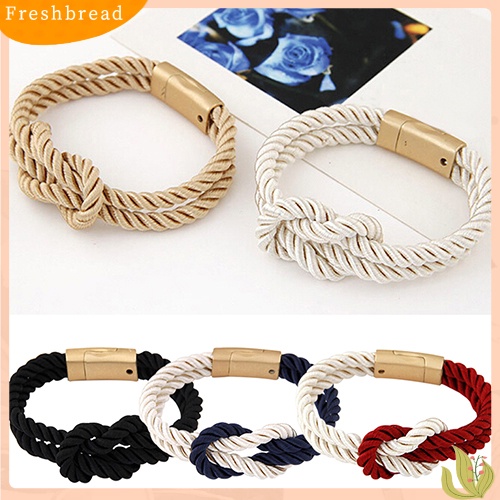 &lt; Freshbread &gt; Gelang Rantai Tali Kepang Wanita Pria Dengan ic Clasp Bow Charm Bangle