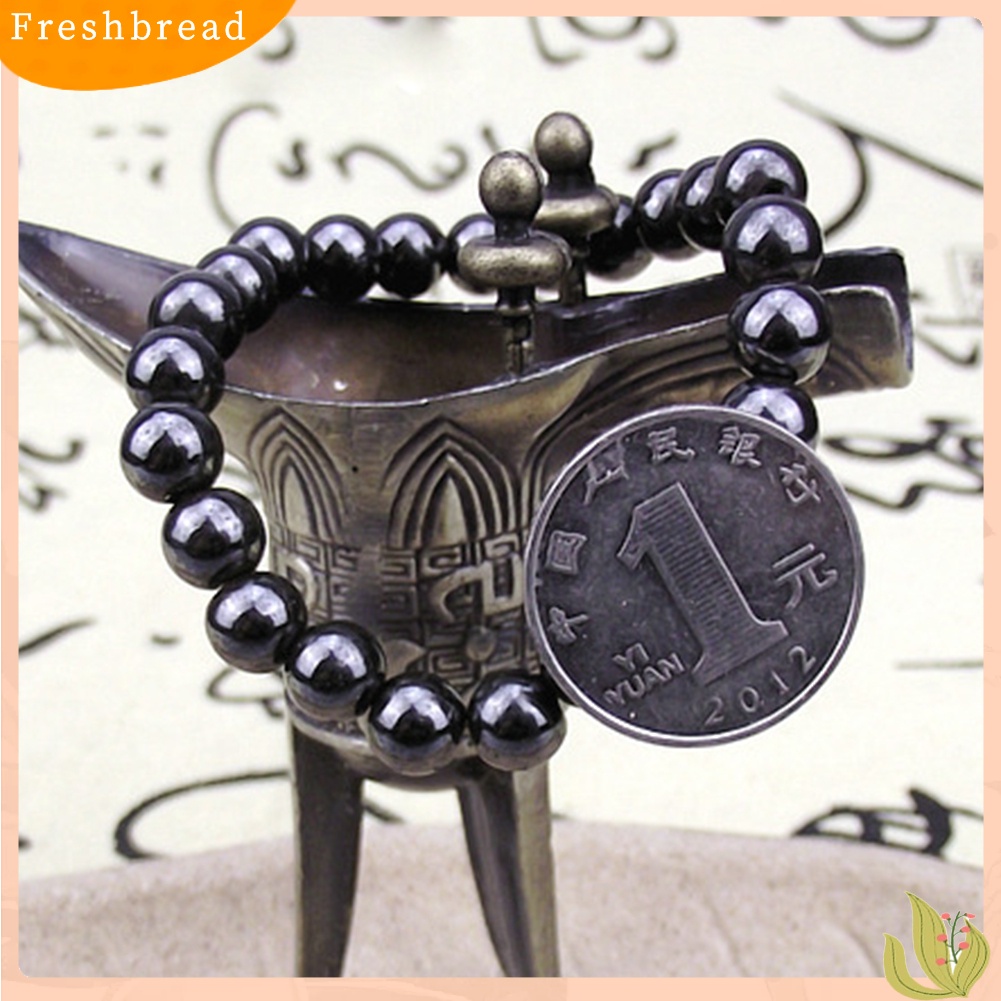 &lt; Freshbread &gt; Gelang Batu ic Bulat Hitam Fashion Unisex Perawatan Kesehatan Bangle Jewelry