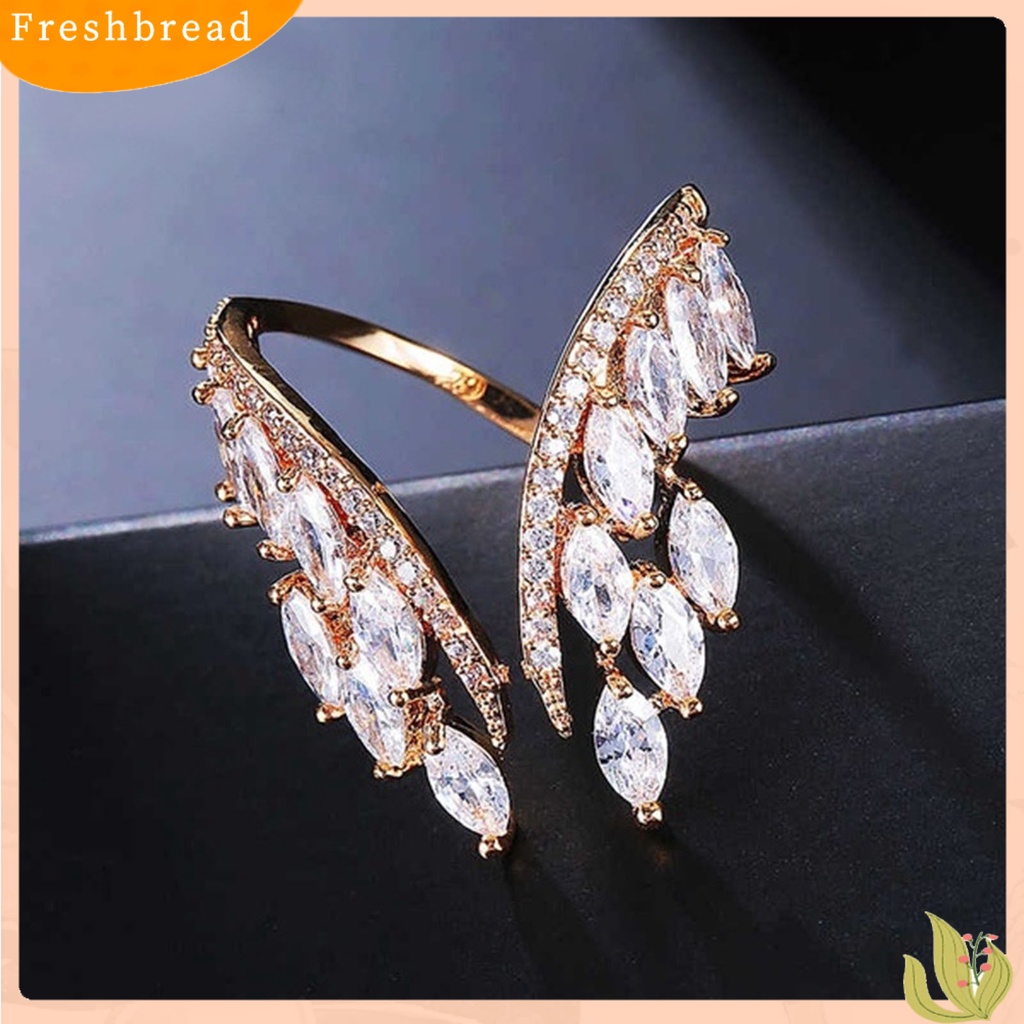 &lt; Freshbread &gt; Cincin Jari Bukaan Sayap Ladies Sparkling Bright Luster Ring Untuk Tunangan