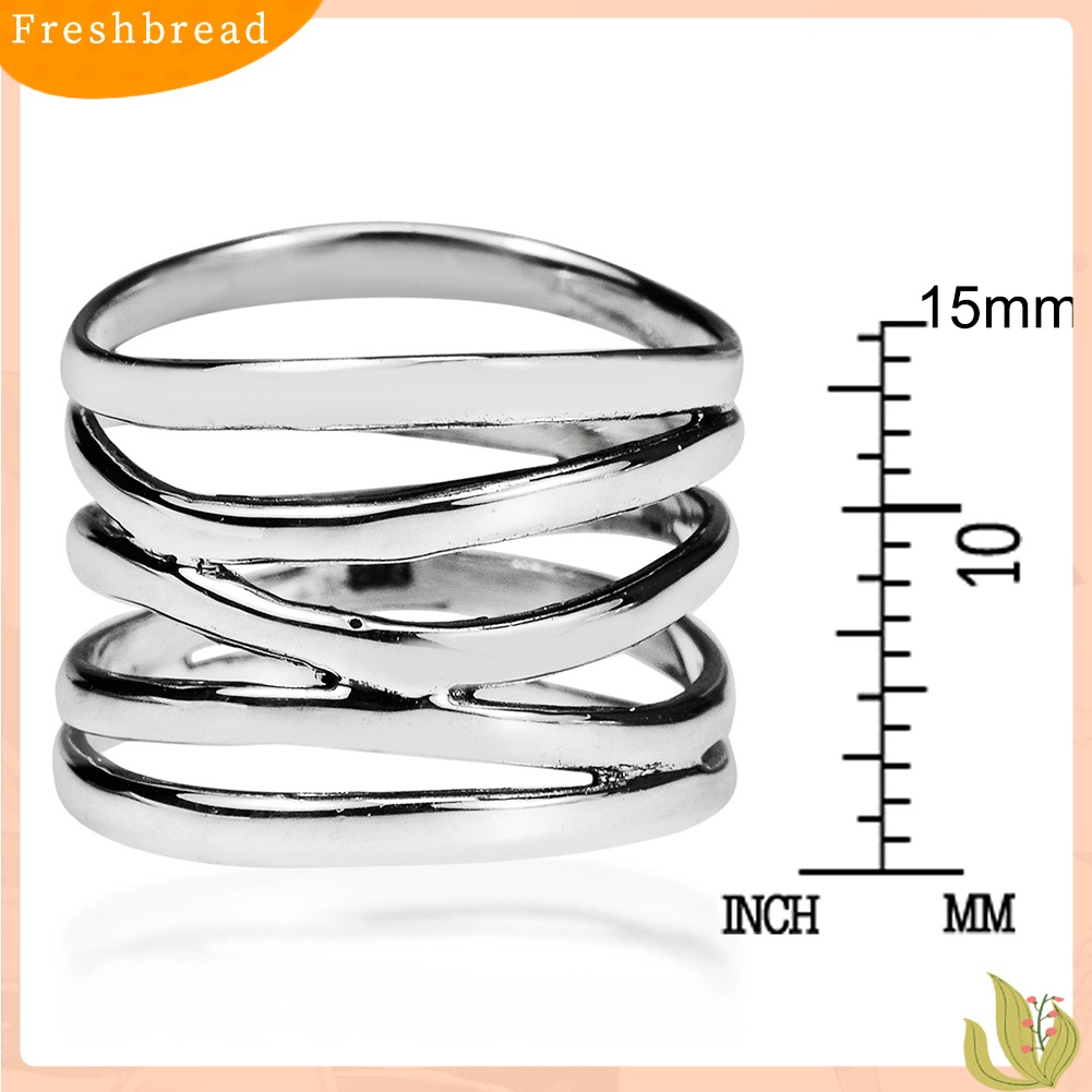 &lt; Freshbread &gt; Fashion Wanita Lebar 5band Coil Jari Cincin Pernikahan Pertunangan Pesta Perhiasan Hadiah