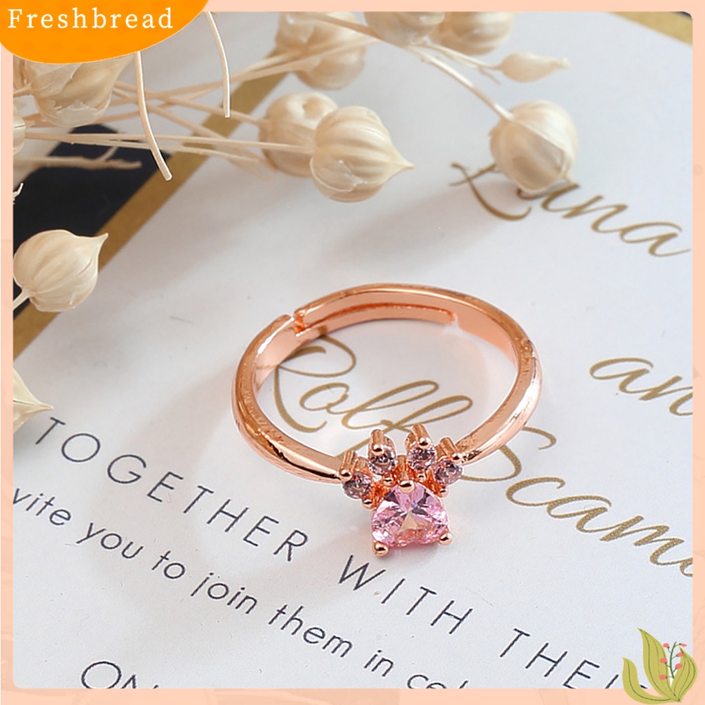 &lt; Freshbread &gt; Cincin Desain Cats Paw Adjustable Alloy Wanita Cincin Bukaan Bulat Untuk Pesta