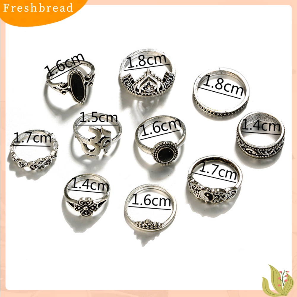 &lt; Freshbread &gt; Antik Wanita Tai Chi Yoga OM Mahkota Buku Jari Midi Susun Rings Boho Jewelry