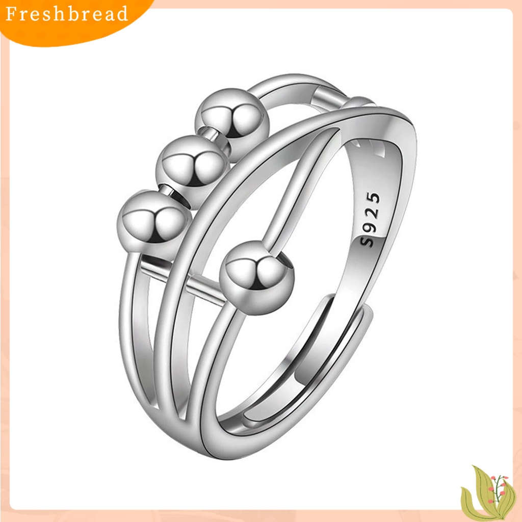 &lt; Freshbread &gt; Opening Adjustable Copper Anxiety Ring Stress Relief Geometris Manik-Manik Wanita Cincin Perhiasan Aksesori