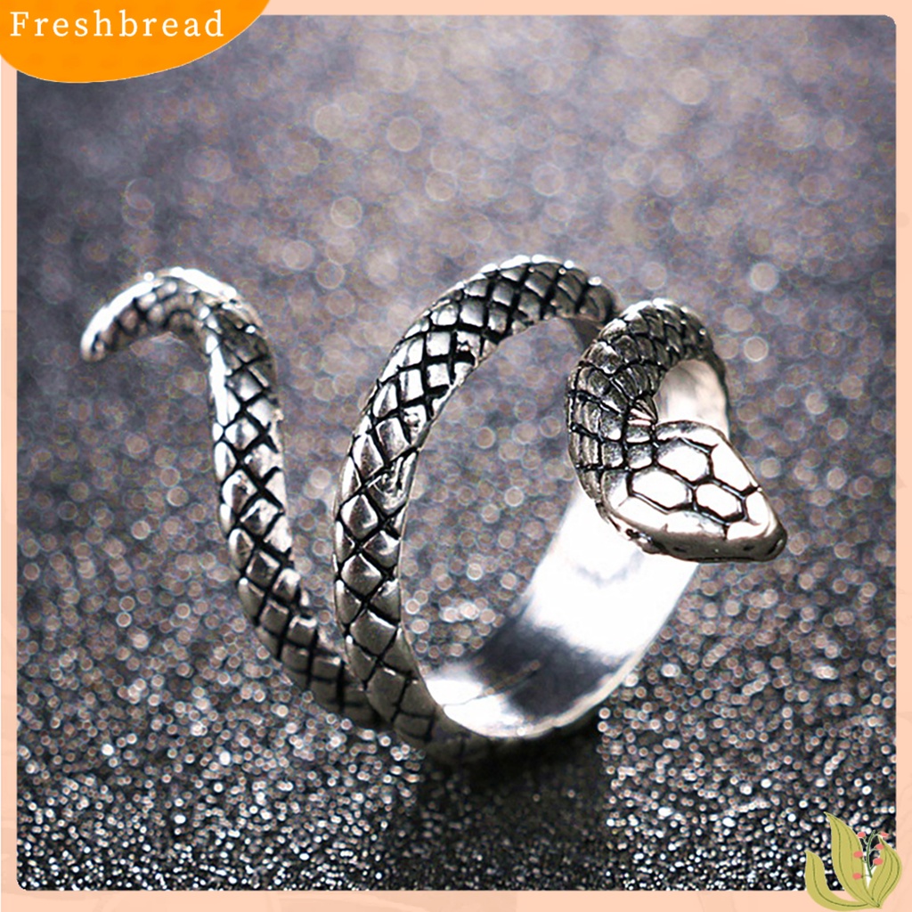 &lt; Freshbread &gt; Cincin Jari Bentuk Ular Perhiasan Hadiah Alloy Punk Cobra Bentuk Ular Ring Untuk Pesta