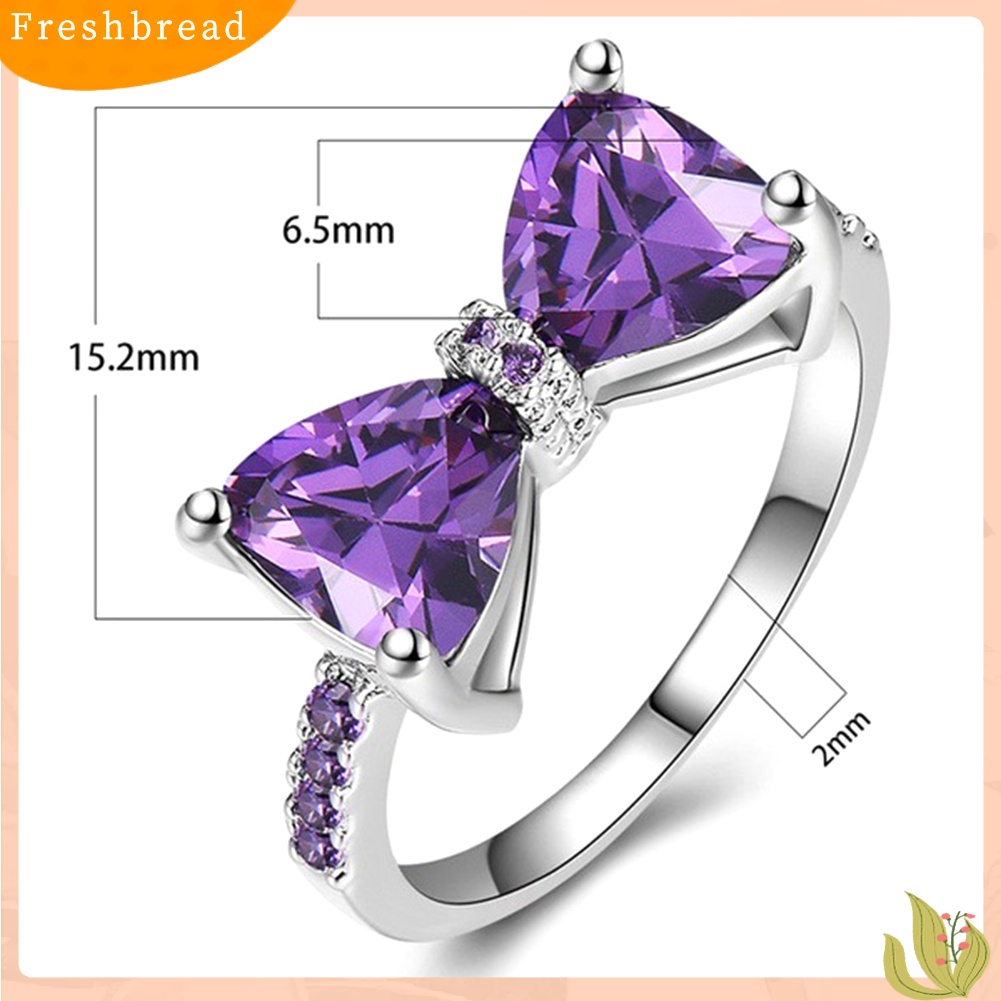 &lt; Freshbread &gt; Pernikahan Pertunangan Pesta Ikatan Simpul Amethyst Imitasi Bertatahkan Jari Cincin Perhiasan Pengantin