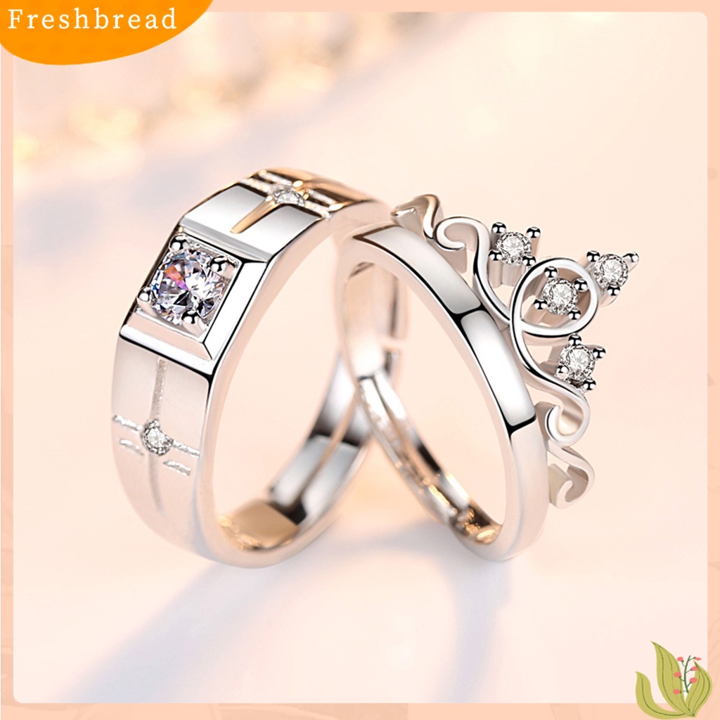 &lt; Freshbread &gt; Cincin Kawin Cinta Romantis Shiny Matching Bentuk Mahkota Pernikahan Circlet Fashion Jewelry