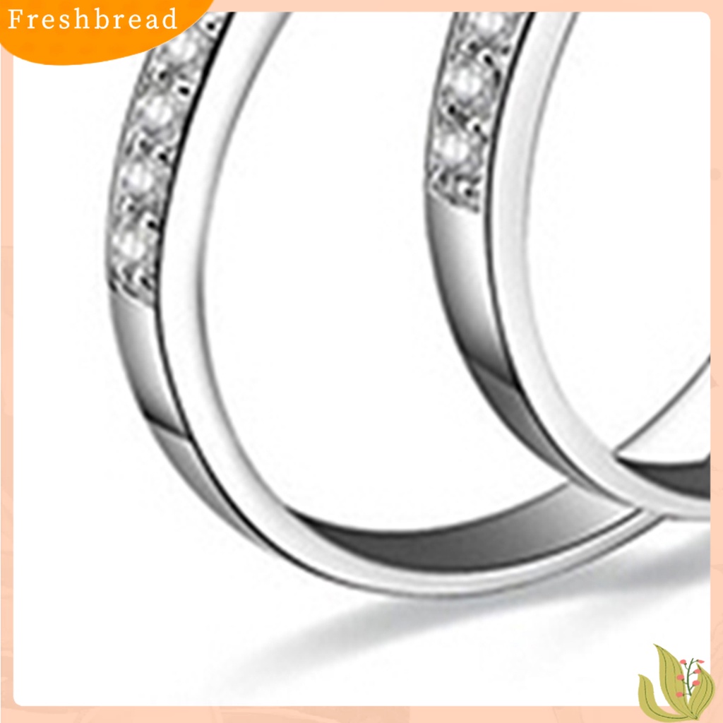 &lt; Freshbread &gt; 2Pcs/Set Cincin Shiny Cubic Zirconia Plated Silver Cincin Jari Pasangan Romantis Untuk Pernikahan