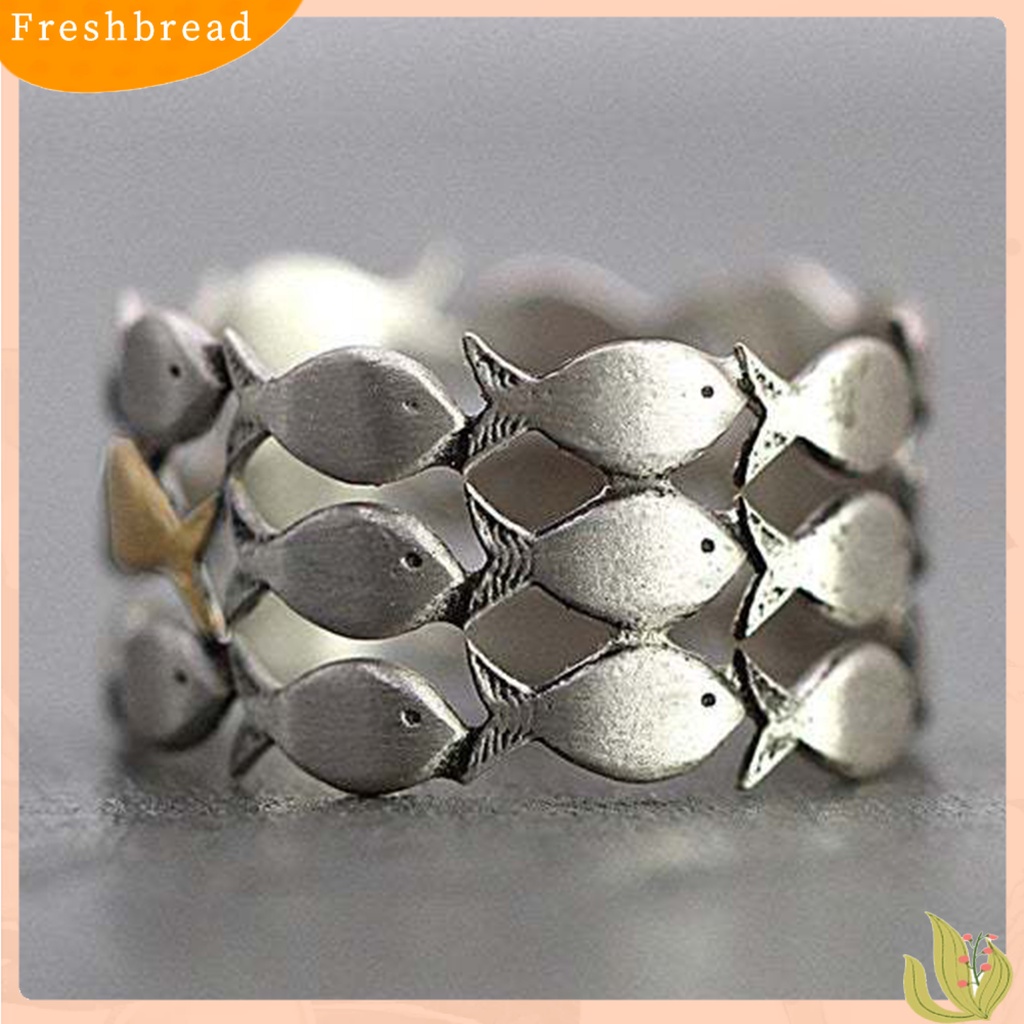 &lt; Freshbread &gt; Cincin Susun Adjustable Unik Tidak Alergi Eternity Cute Little Fish Fashion Ring Untuk Harian