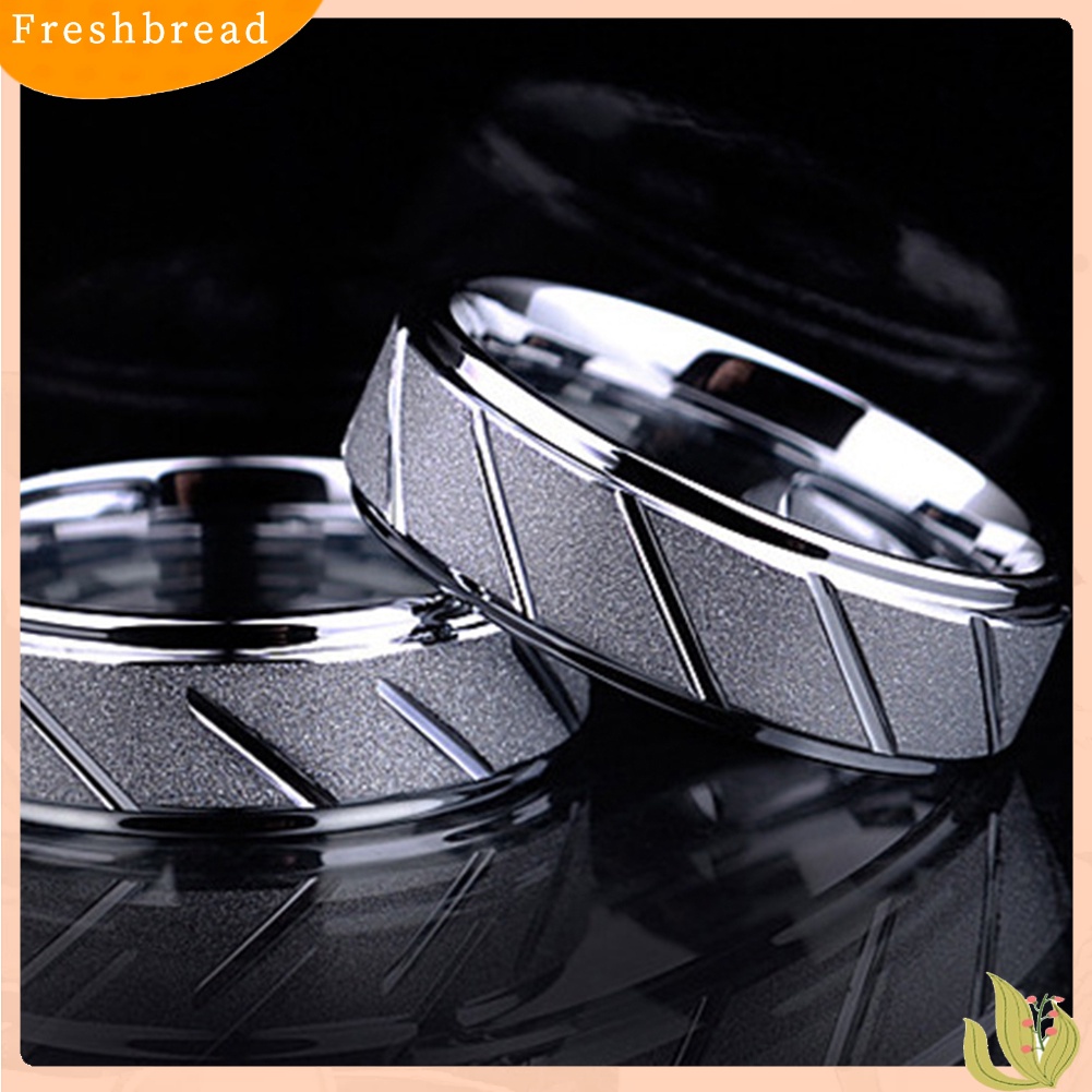 &lt; Freshbread &gt; Pria Fashion Matte Geometris Band Jari Cincin Pernikahan Pertunangan Perhiasan Hadiah