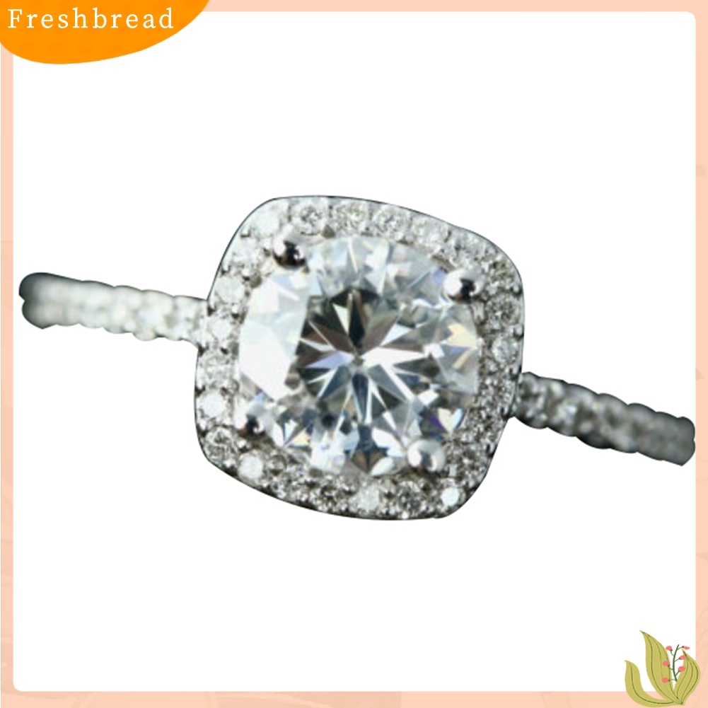 < Freshbread > Chic Bentuk Persegi Berlian Imitasi Hias Pernikahan Pertunangan Wanita Pesona Perhiasan Cincin