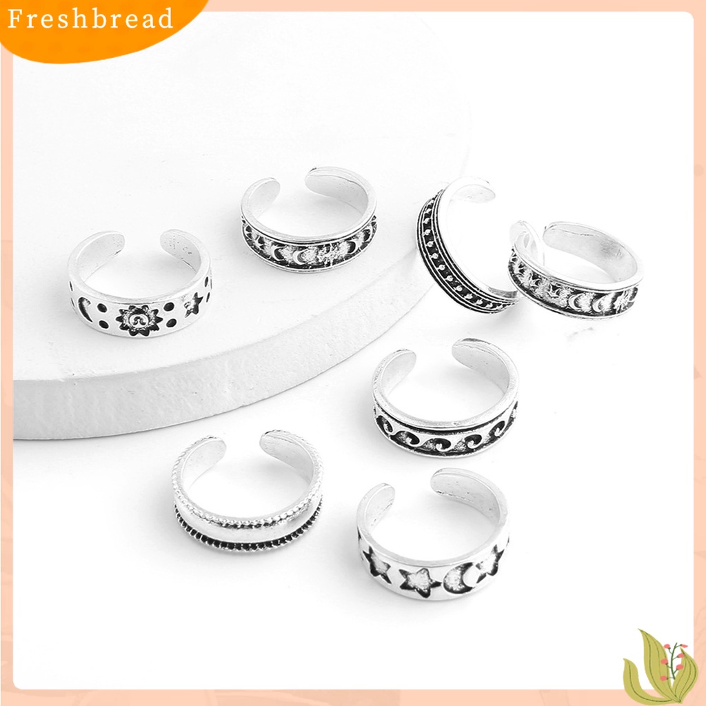 &lt; Freshbread &gt; 7Pcs Cincin Jari Kaki Bulan Bintang Opening Jewelry Bohemian Electroplating Toe Rings Untuk Pantai