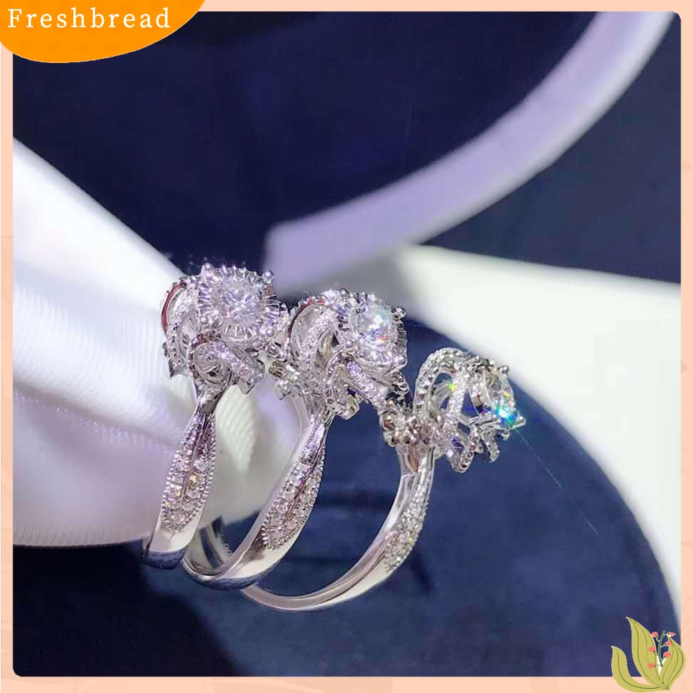 &lt; Freshbread &gt; Pernikahan Pertunangan Berongga Bunga Cubic Zirconia Jari Cincin Hadiah Perhiasan Pengantin