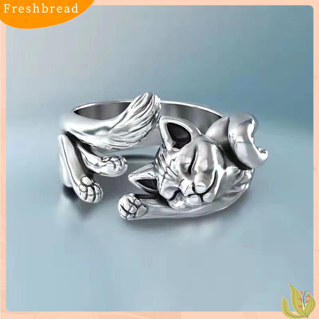 &lt; Freshbread &gt; Cute Adjustable Open Cat Kitten Totem Cincin Aksesori Perhiasan Pernikahan