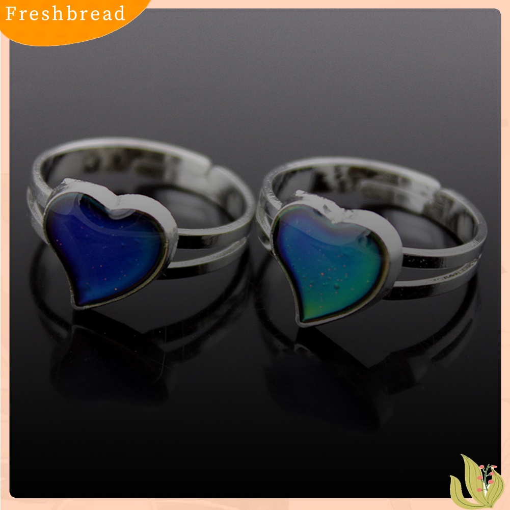 &lt; Freshbread &gt; Unisex Fashion Bentuk Hati Berubah Warna Mood Jewelry Lovers Couple Ring