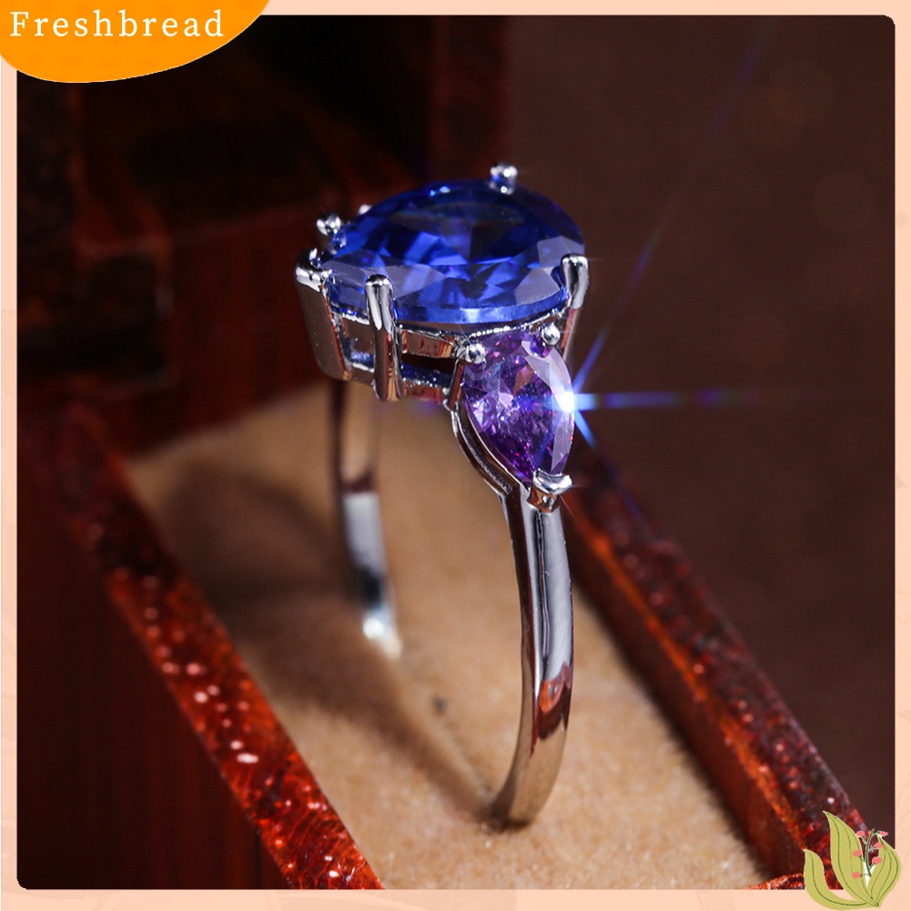 &lt; Freshbread &gt; Fashion Wanita Faux Safir Amethyst Jari Cincin Hadiah Perhiasan Pesta Pernikahan