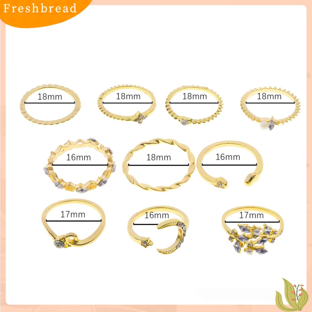 &lt; Freshbread &gt; 10Pcs Cincin Logam Tidak Teratur Paduan Indah Cubic Zirconia Perhiasan Ring Untuk Pakaian Sehari-Hari