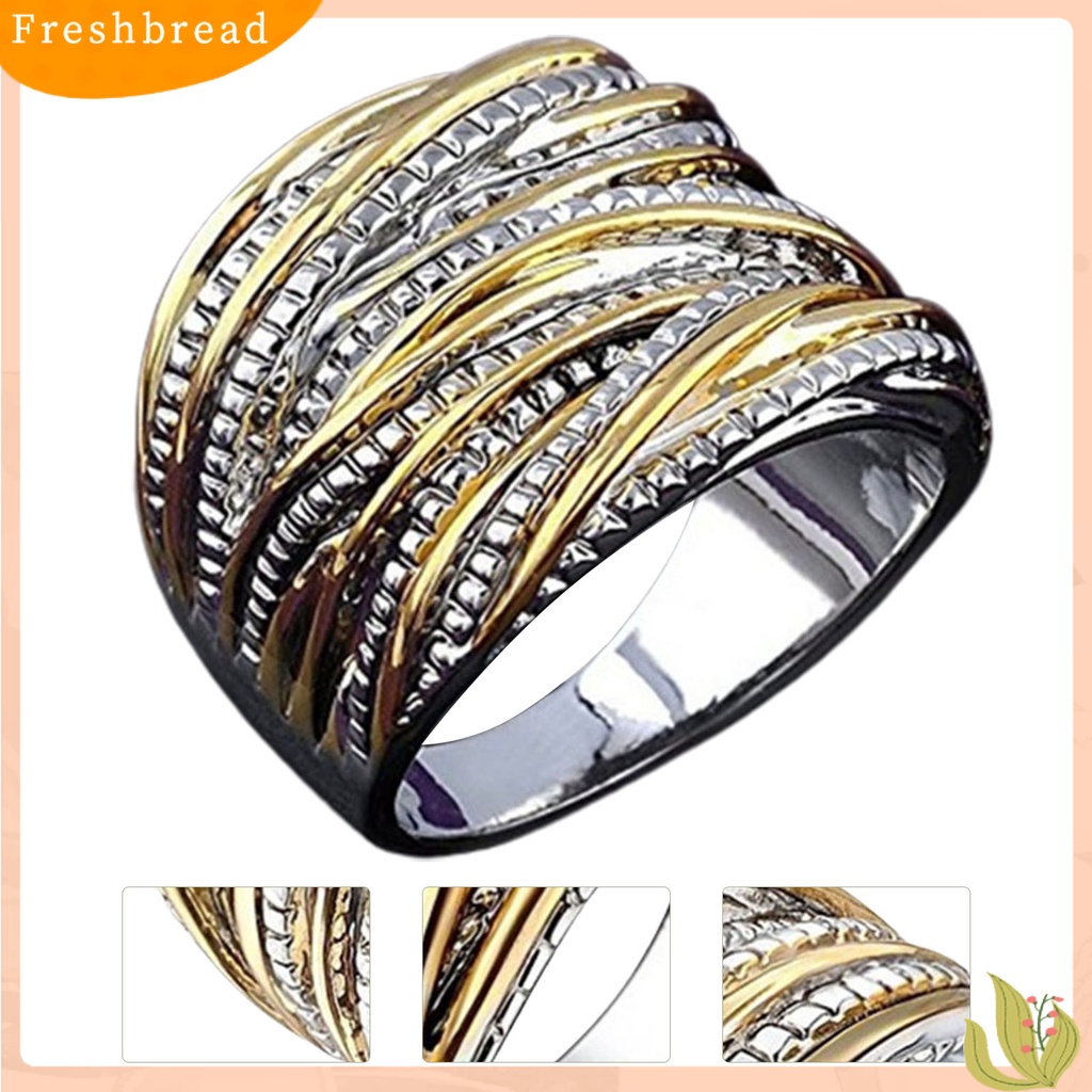 &lt; Freshbread &gt; Wanita Cincin Warna Emas Kerajinan Halus Putaran Multi Layer Mewah Pernikahan Cincin Perhiasan Aksesoris