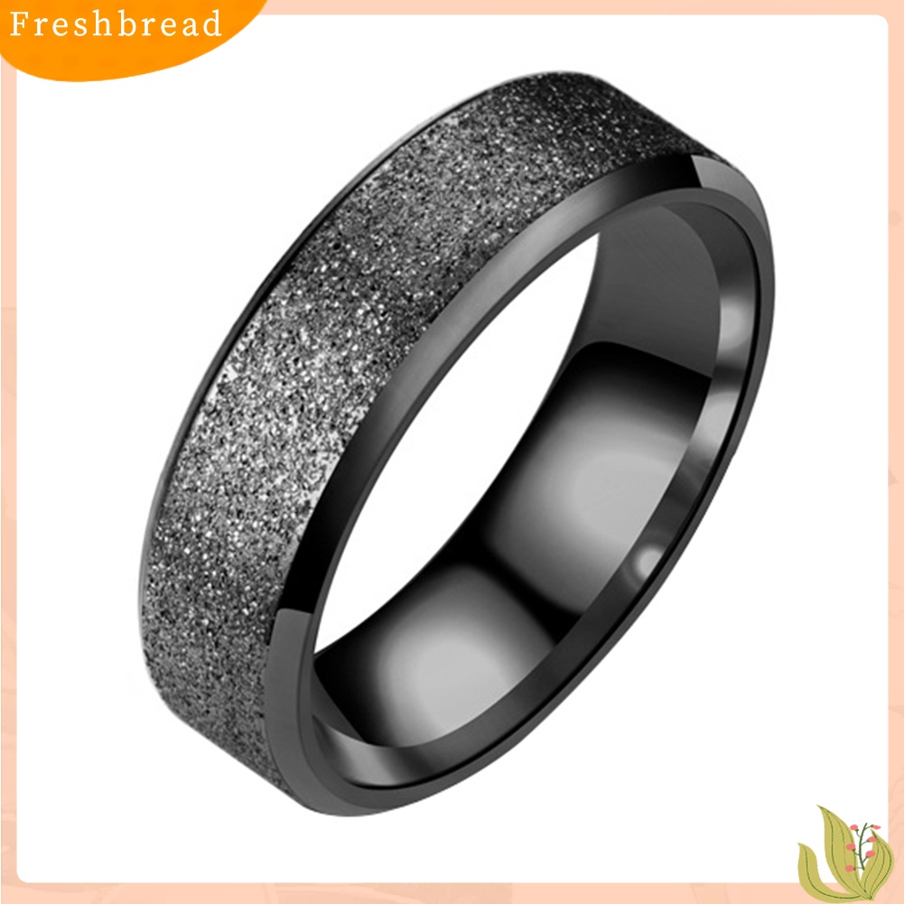 &lt; Freshbread &gt; Double Beveled Edge Frosted Finger Ring Pesta Wanita Pria Pasangan Perhiasan Hadiah