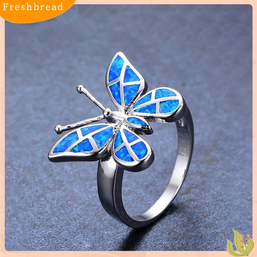 &lt; Freshbread &gt; Dekoratif Good-Looking Wanita Cincin Hadiah Elegan Berlian Imitasi Kupu-Kupu Cincin Perhiasan Alat Ekstra