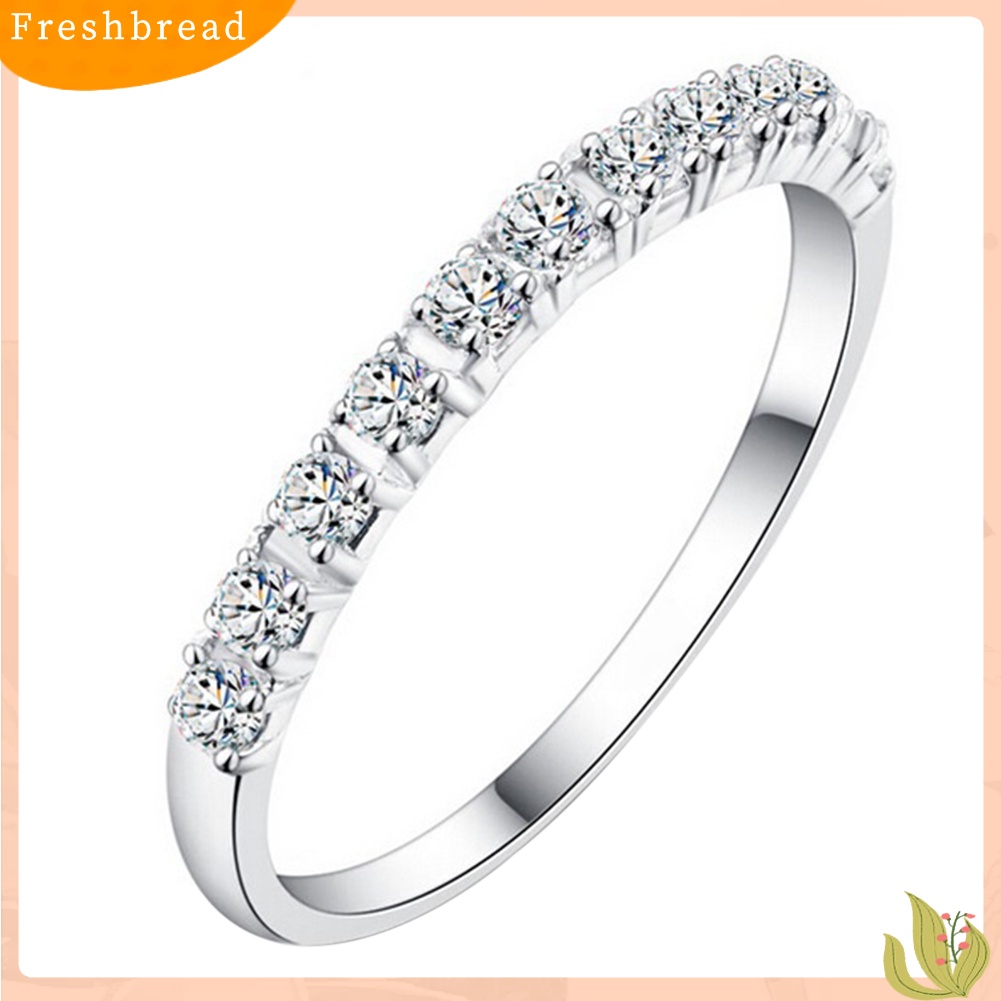 &lt; Freshbread &gt; Fashion Wanita925 Sterling Perak Berlian Imitasi Pernikahan Pertunangan Cincin Perhiasan