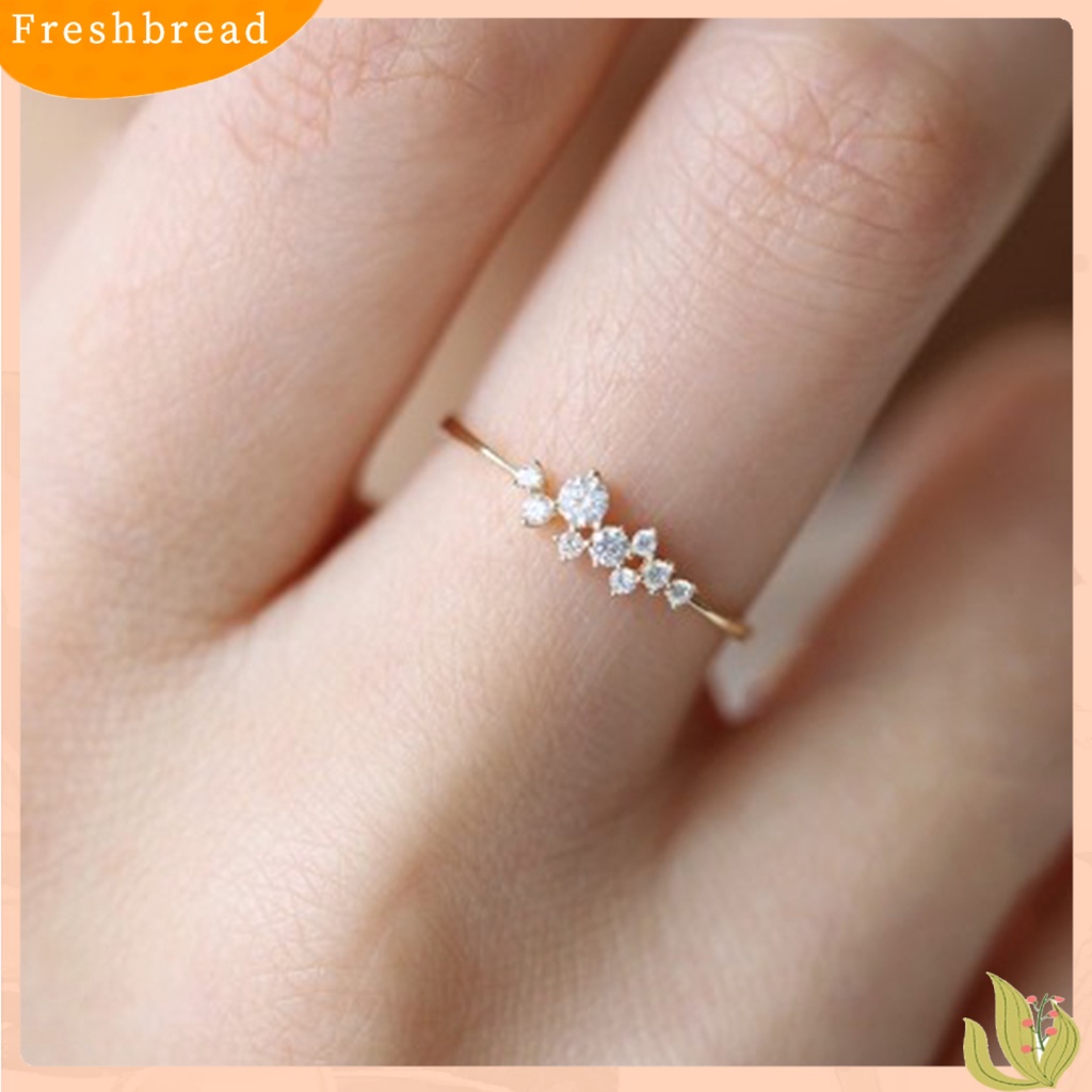 &lt; Freshbread &gt; Wanita Cincin9 Berlian Imitasi Geometris Perhiasan Manis Fashion Penampilan Cincin Jari Untuk Pernikahan