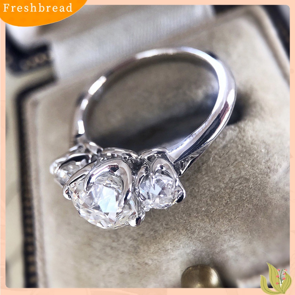 &lt; Freshbread &gt; Wanita Cincin Bentuk Persegi Dua Warna Perhiasan Geometris Cubic Zirconia Finger Ring Hadiah Ulang Tahun