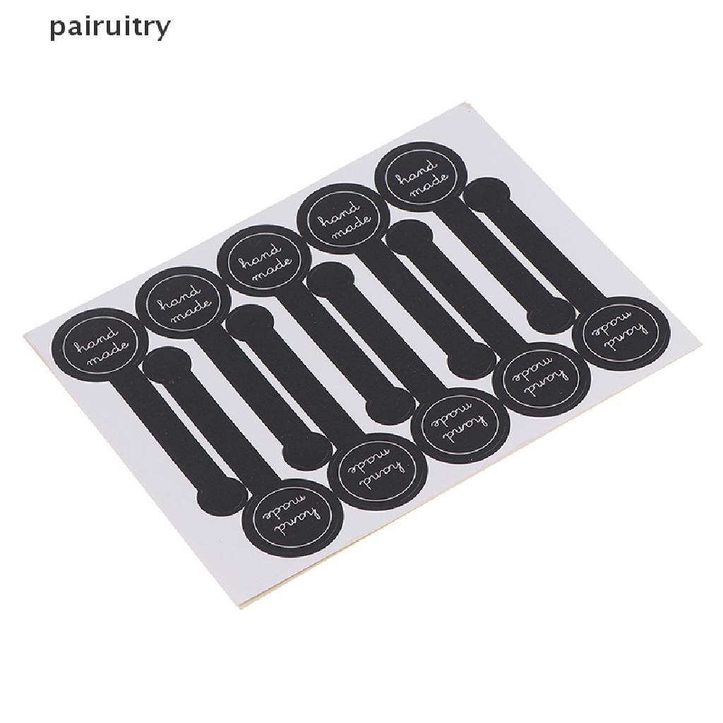 Prt 50Pcs &quot;Hand Made&quot; Black Sealing Sticker Kemasan Stiker Label DIY Gift Sticker PRT