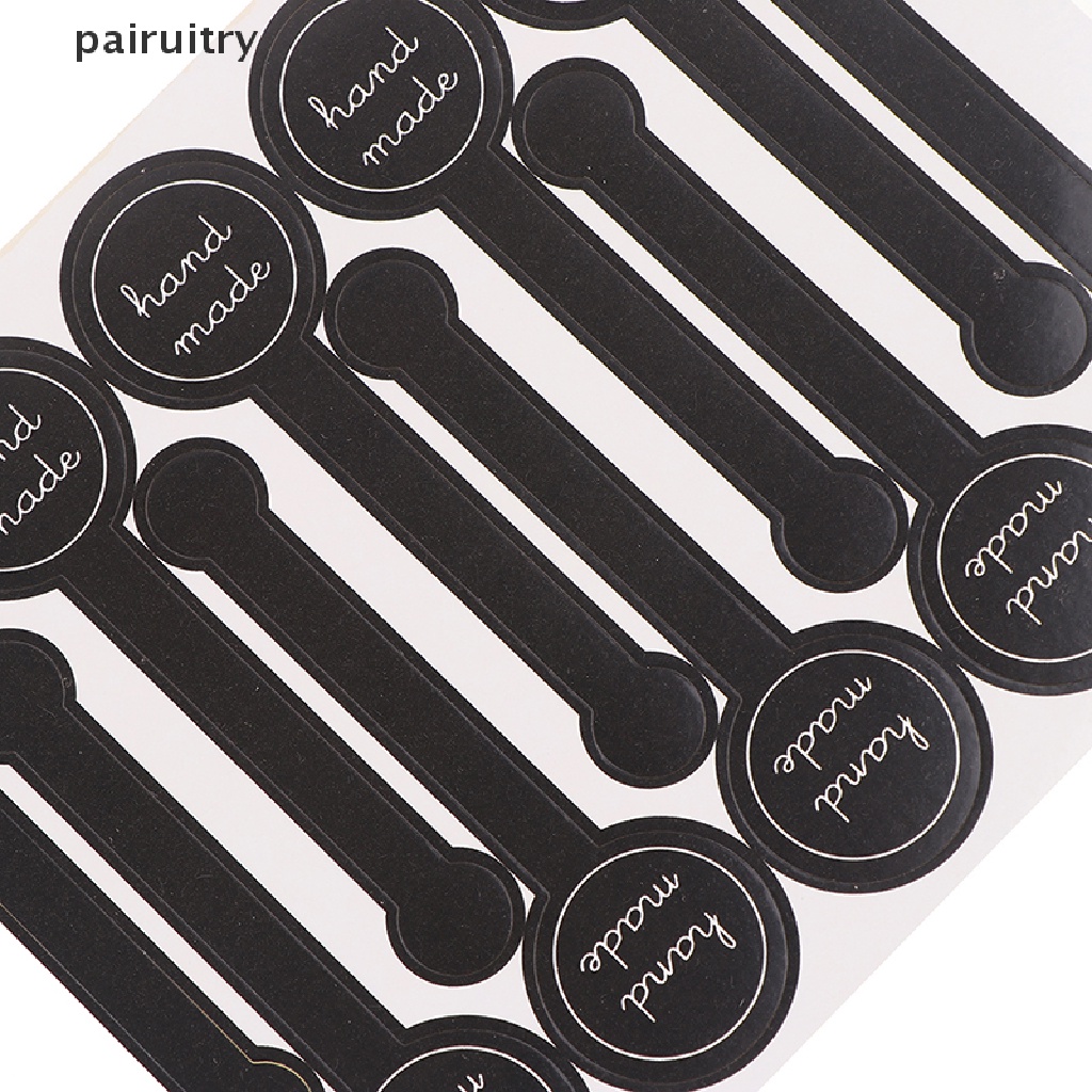 Prt 50Pcs &quot;Hand Made&quot; Black Sealing Sticker Kemasan Stiker Label DIY Gift Sticker PRT