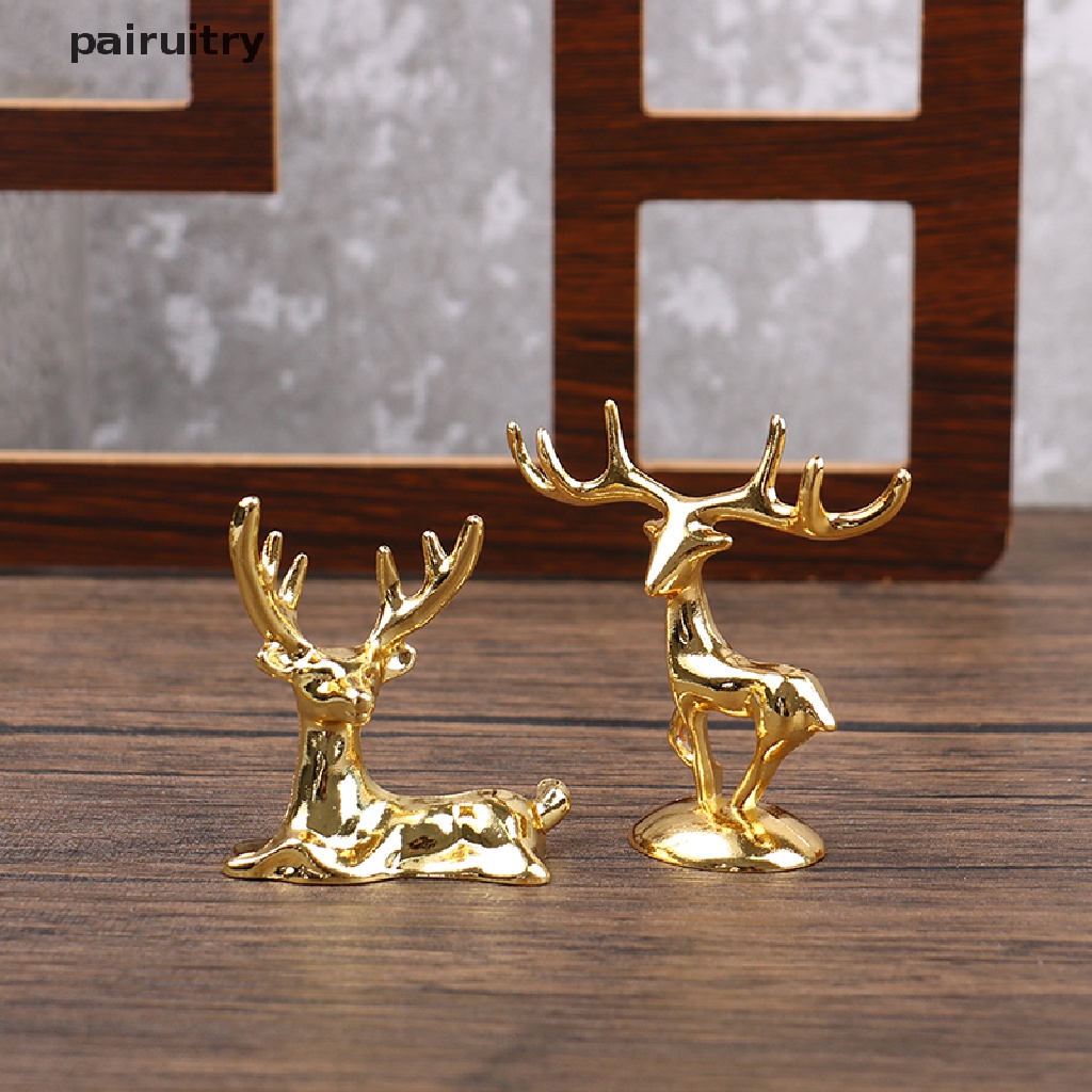 Patung Rusa Elk PRT Nordic Christmas Reindeer Art Figurine Vintage Golden Iron Kerajinan Tangan Hiasan Rumah Dekorasi Meja Hadiah PRT