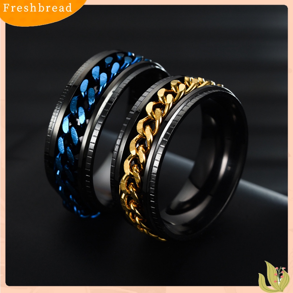 &lt; Freshbread &gt; Pria Cincin Sederhana Tinggi Dipoles Perhiasan Fashion Rantai Berputar Hias Jari Cincin Untuk Pesta