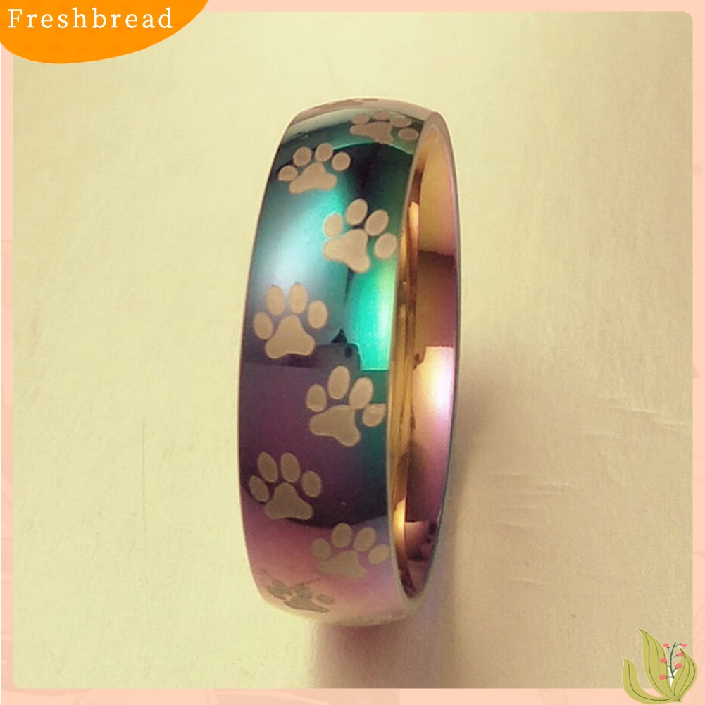 &lt; Freshbread &gt; Pria Wanita Lucu Hewan Paw Print Baja Titanium Jari Cincin Perhiasan Hadiah Ulang Tahun