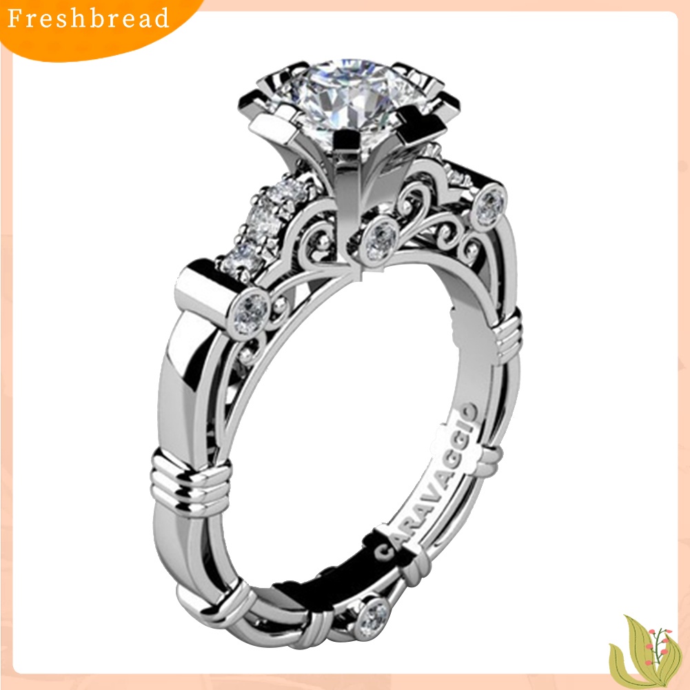 &lt; Freshbread &gt; 2Pcs/Set Pertunangan Pernikahan Retro Wanita Berlian Imitasi Ukir Jari Cincin Perhiasan