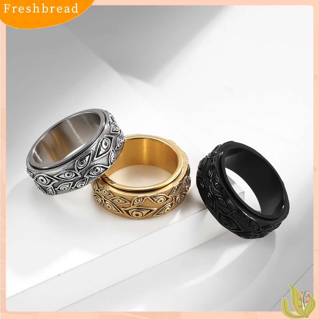 &lt; Freshbread &gt; Pria Cincin God Eye Rotatable Unisex Bulat Semua Cocok Jari Cincin Untuk Pacaran