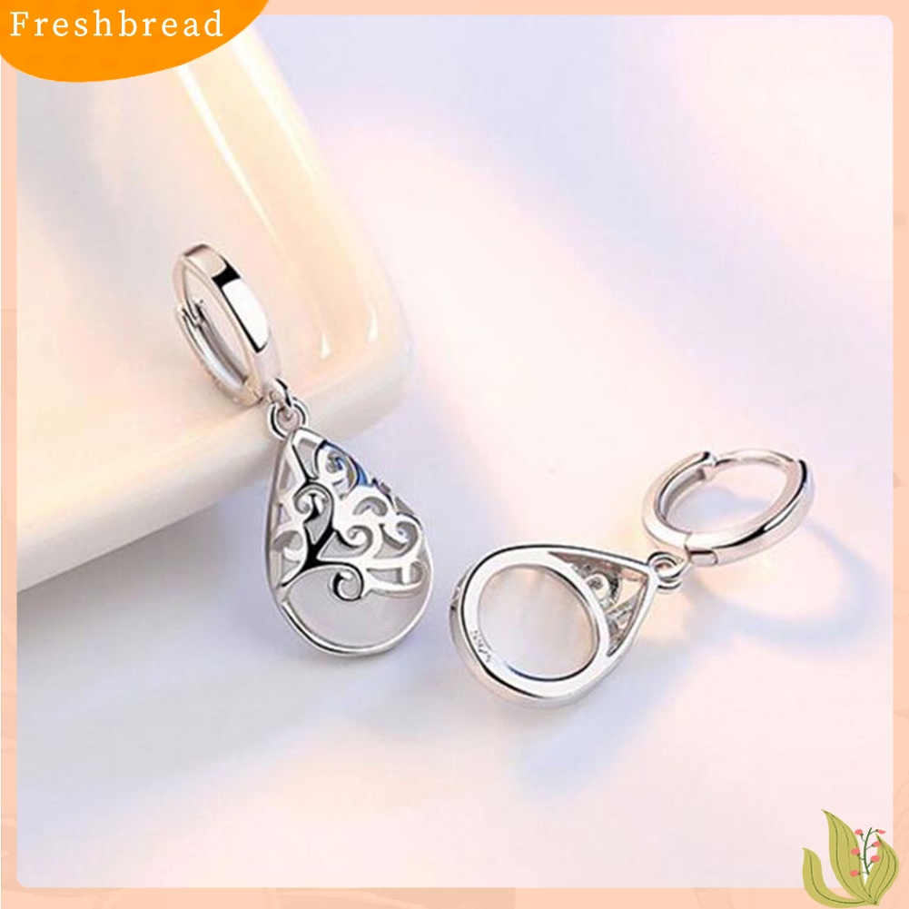 &lt; Freshbread &gt; Elegan Lady Teardrop Faux Opal Hias Totem Menjuntai Huggie Earrings Perhiasan Hadiah