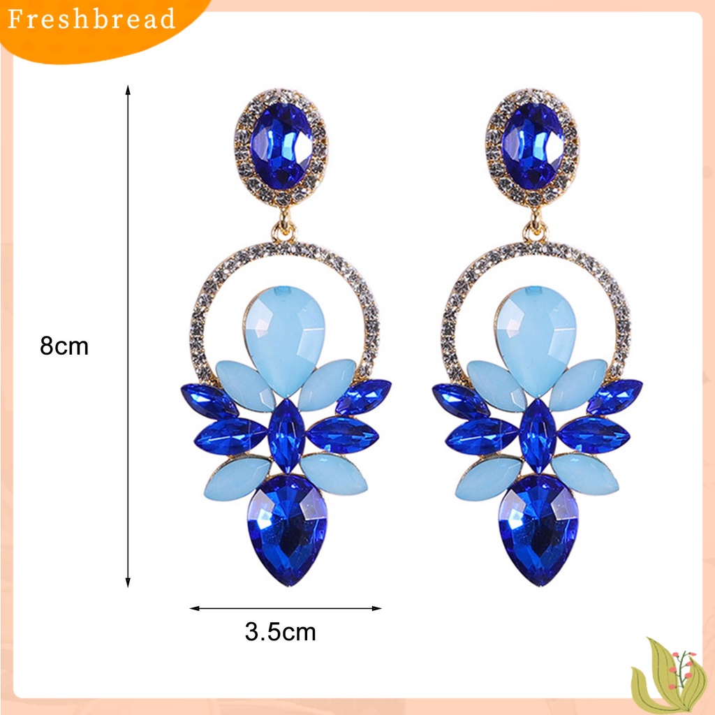 &lt; Freshbread &gt; 1pasang Tindik Bersinar Indah Anting Pejantan Bentuk Tetesan Air Berlian Imitasi Daun Wanita Anting Perhiasan Pernikahan