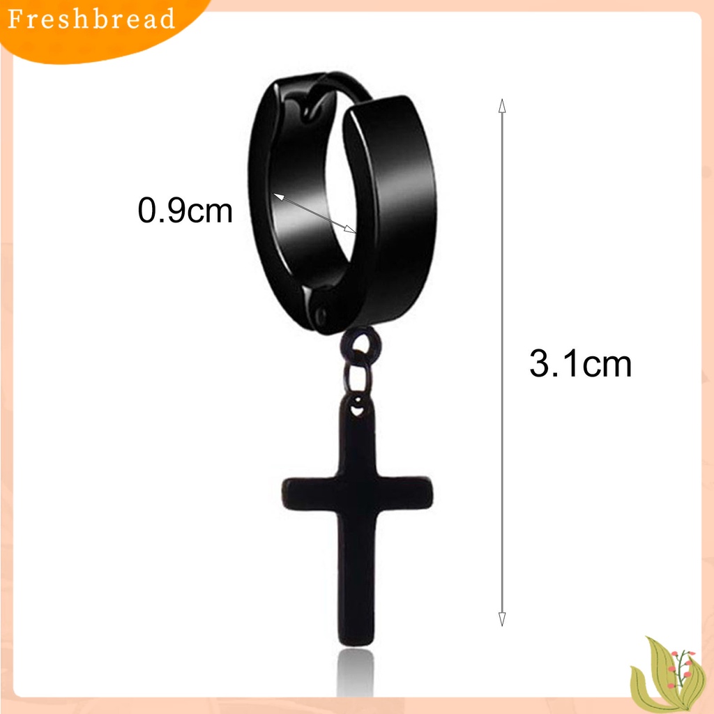 &lt; Freshbread &gt; 1Pc Unisex Menjuntai Anting Cross Hip Hop Perhiasan Simple Bright Luster Hoop Earring Untuk Pesta