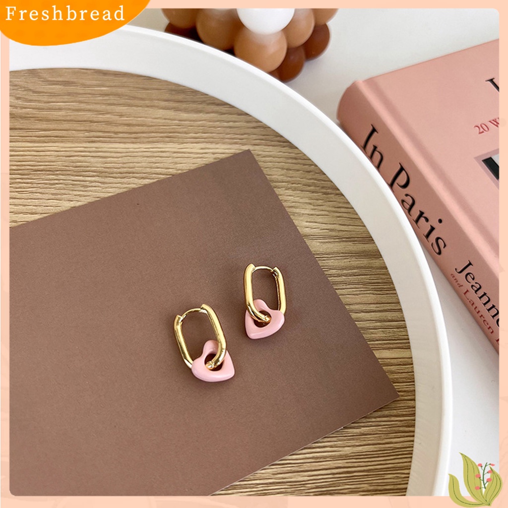 &lt; Freshbread &gt; 1pasang Anting Drop Heart Ear Buckle Alloy Gaya Korea Anting Menjuntai Warna Permen Untuk Prom