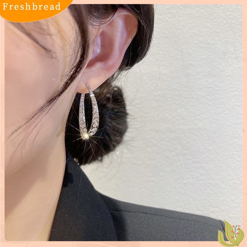 &lt; Freshbread &gt; 1pasang Romantis Pengerjaan Halus Ear Studs Wanita Cubic Zirconia Arc Fishtail Anting Elegan Untuk Tanggal