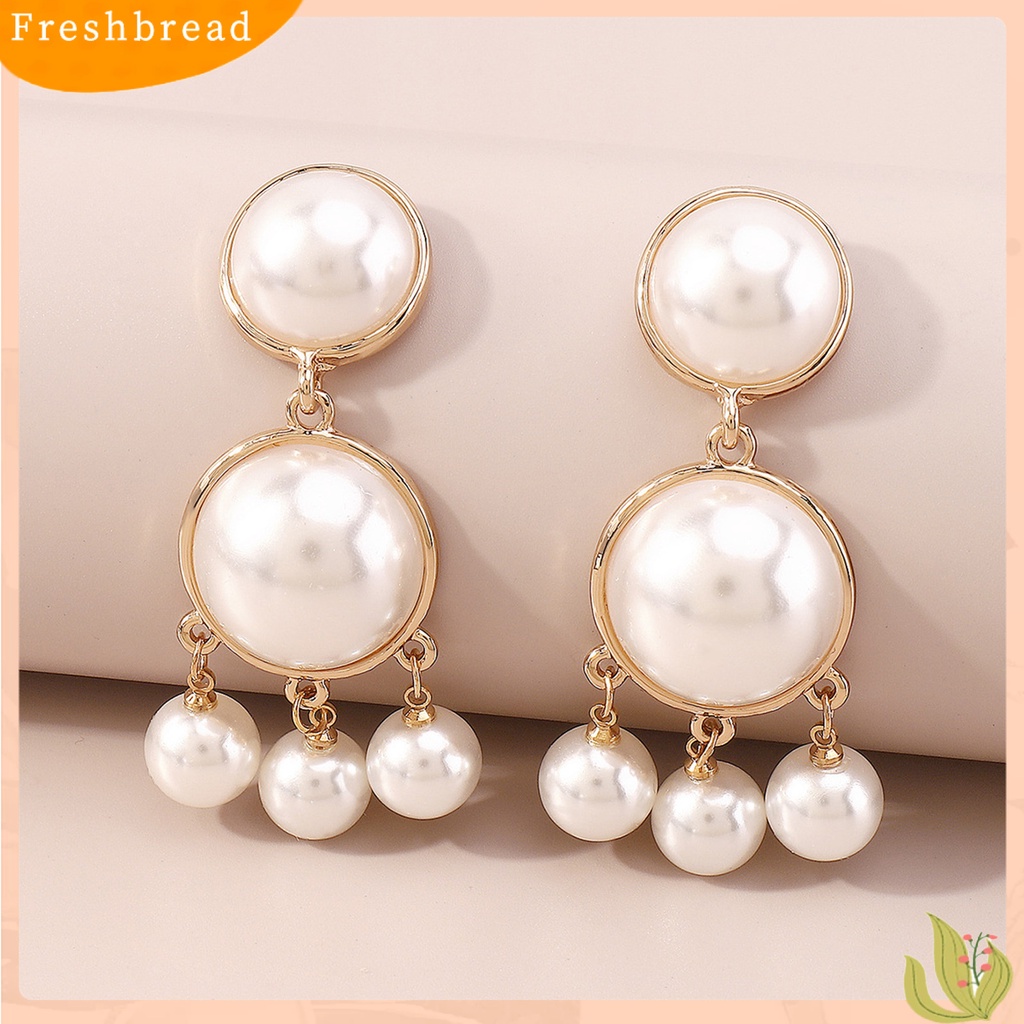 &lt; Freshbread &gt; 1pasang Drop Earrings Vintage Berlebihan Elegan Geometris Semua Pertandingan Dekorasi Hadiah Wanita Mutiara Imitasi Rumbai Menjuntai Earrings Perhiasan Untuk Pacaran