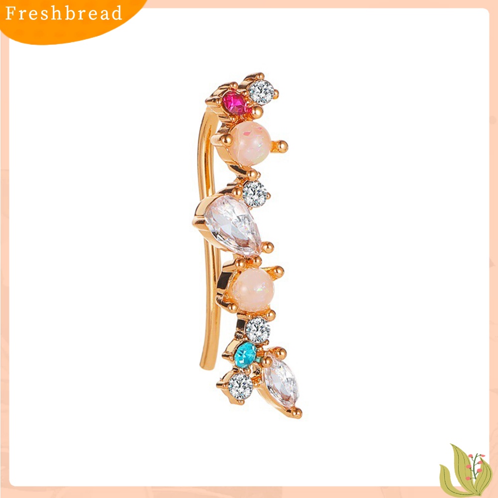 &lt; Freshbread &gt; 1Pc Wanita Elegan Cubic Zirconia Mutiara Imitasi Bersinar Telinga Manset Anting Perhiasan