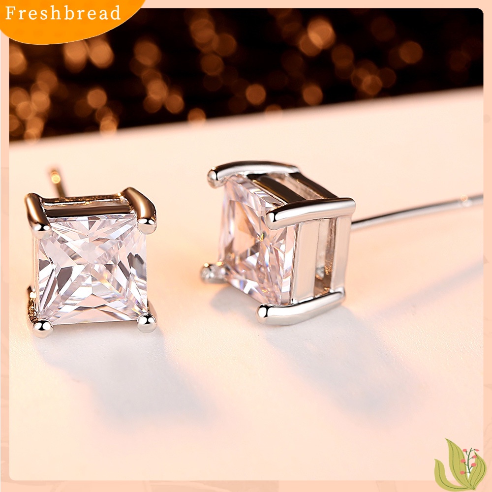 &lt; Freshbread &gt; Fashion Wanita Persegi Cubic Zirconia Hias Telinga Stud Anting Pesta Perhiasan Hadiah